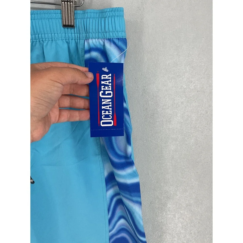Ocean Gear Boys Swim Shorts Turquoise Swirl UPF 50 Plus XXL 18